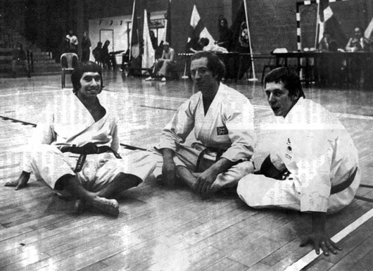 Great Britain Kata Team, European Championships 1975. From left to right, Andy Sherry, Terry O’niell and Dave Hazard.